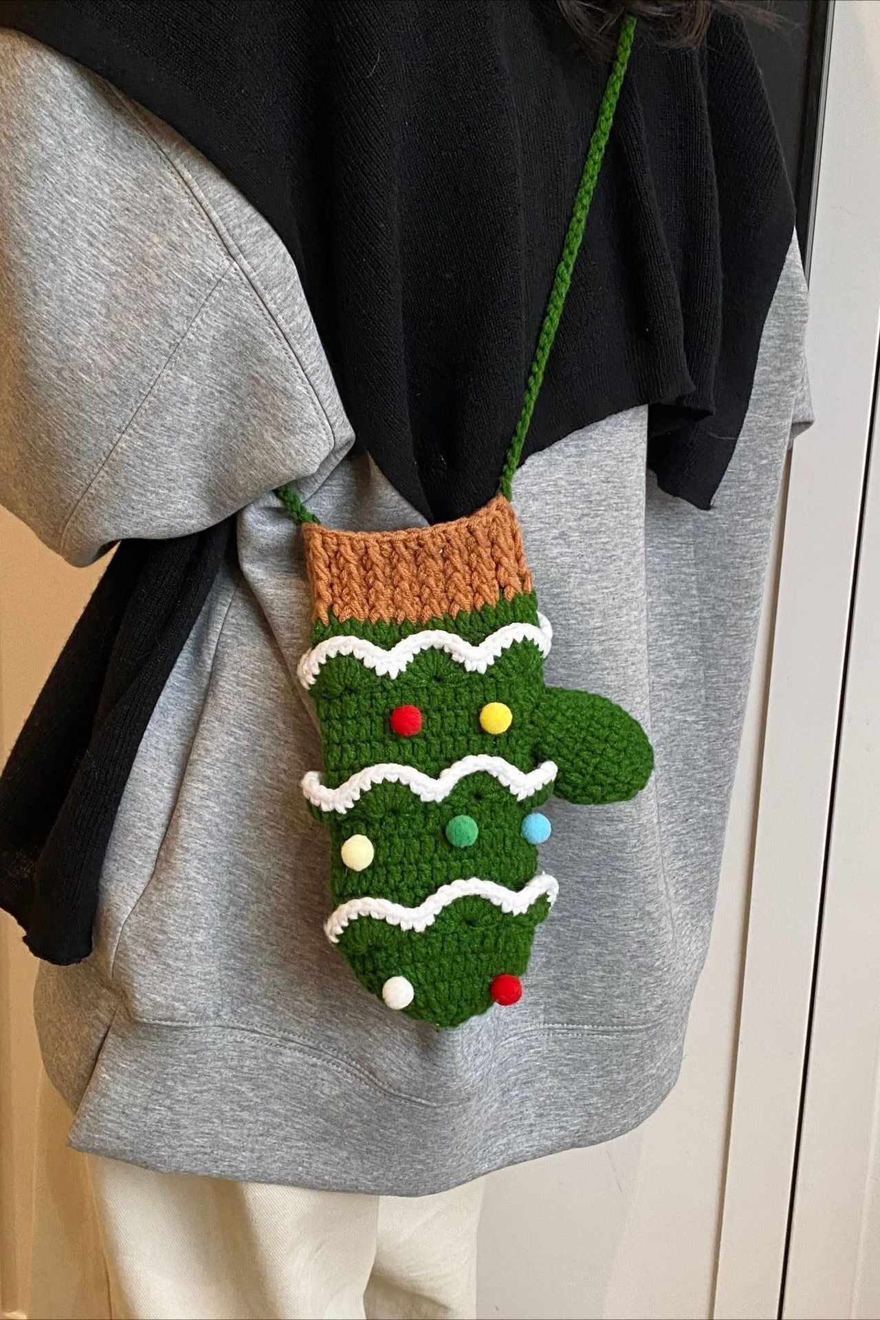 Crocheted Tree Reindeer Cute Crossbody Bag