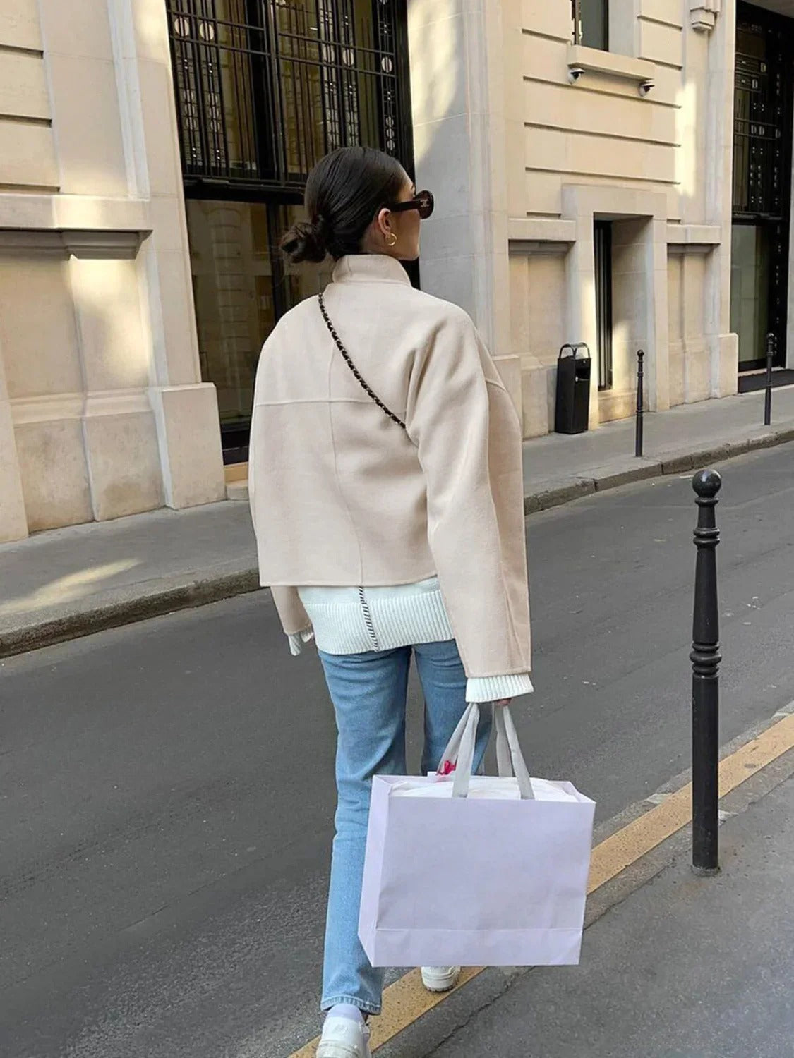 Solid Stand Collar Coat