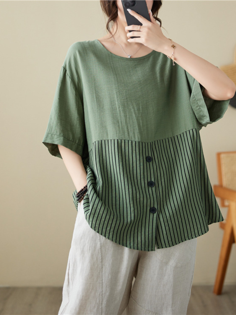 Sunshine Haven Graceful Striped Tops - Fashionpara