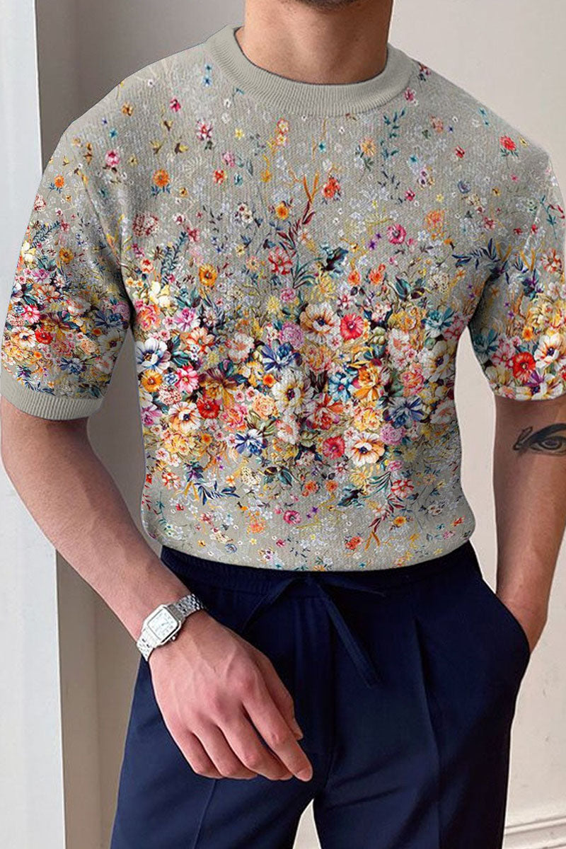 Men's Round Neck Knitted T-Shirt - Fashionpara