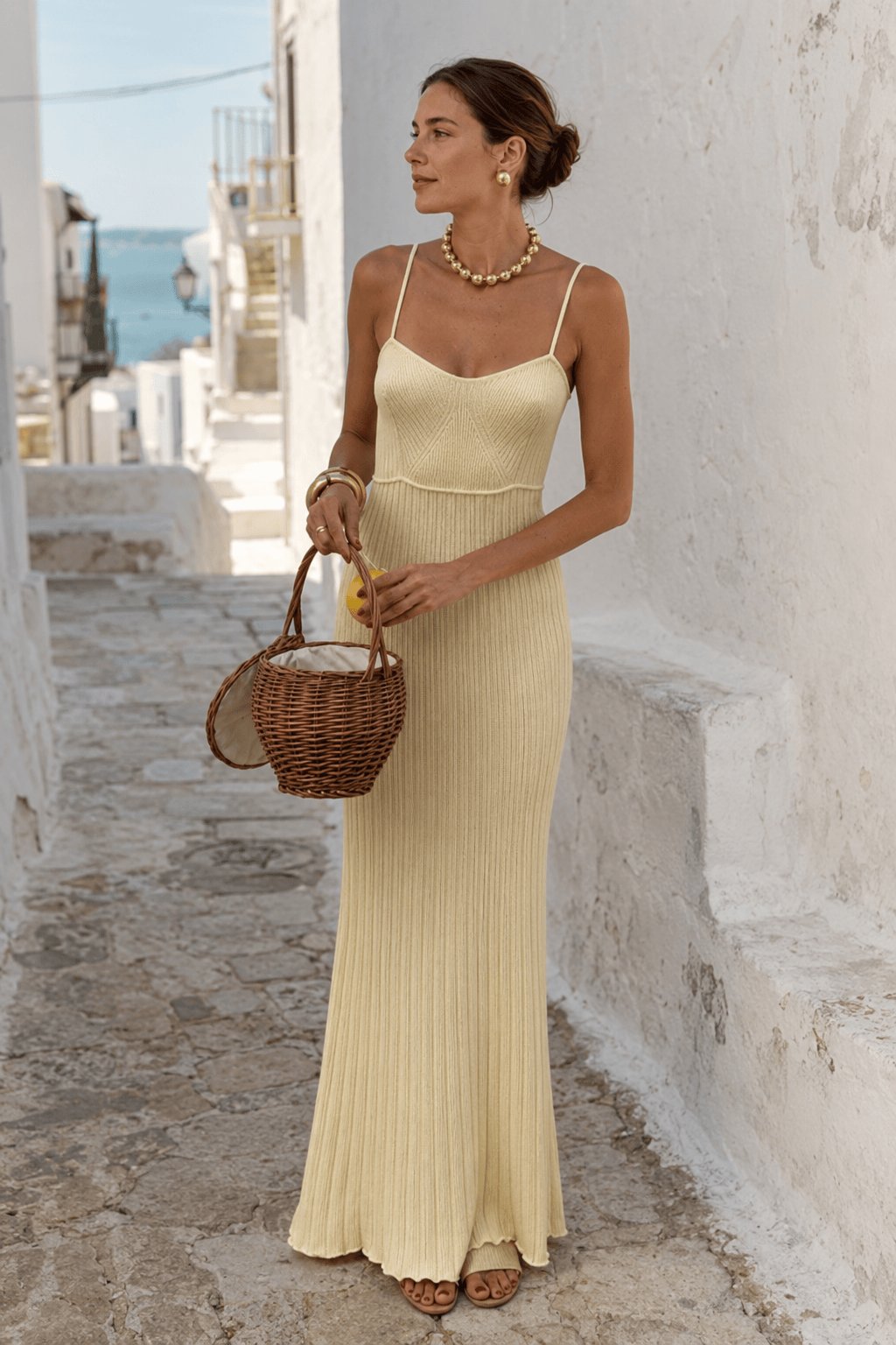 Ribbed Knit Cami Strap Bodycon Maxi Dress 4