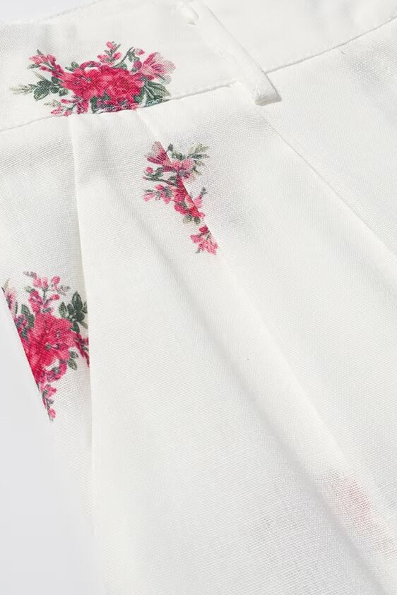 Floral Blazer Cami and Wide Leg Pants Set