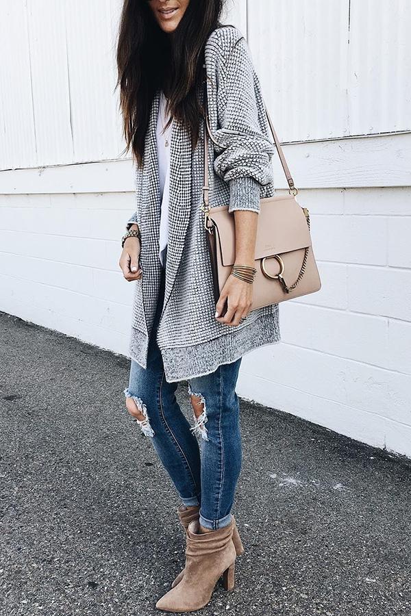 Charleston Cozy Waffle Texture Cardigan - Fashionpara