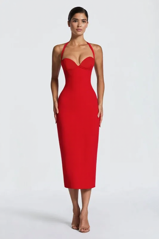 Halter-Neck Midi Dress