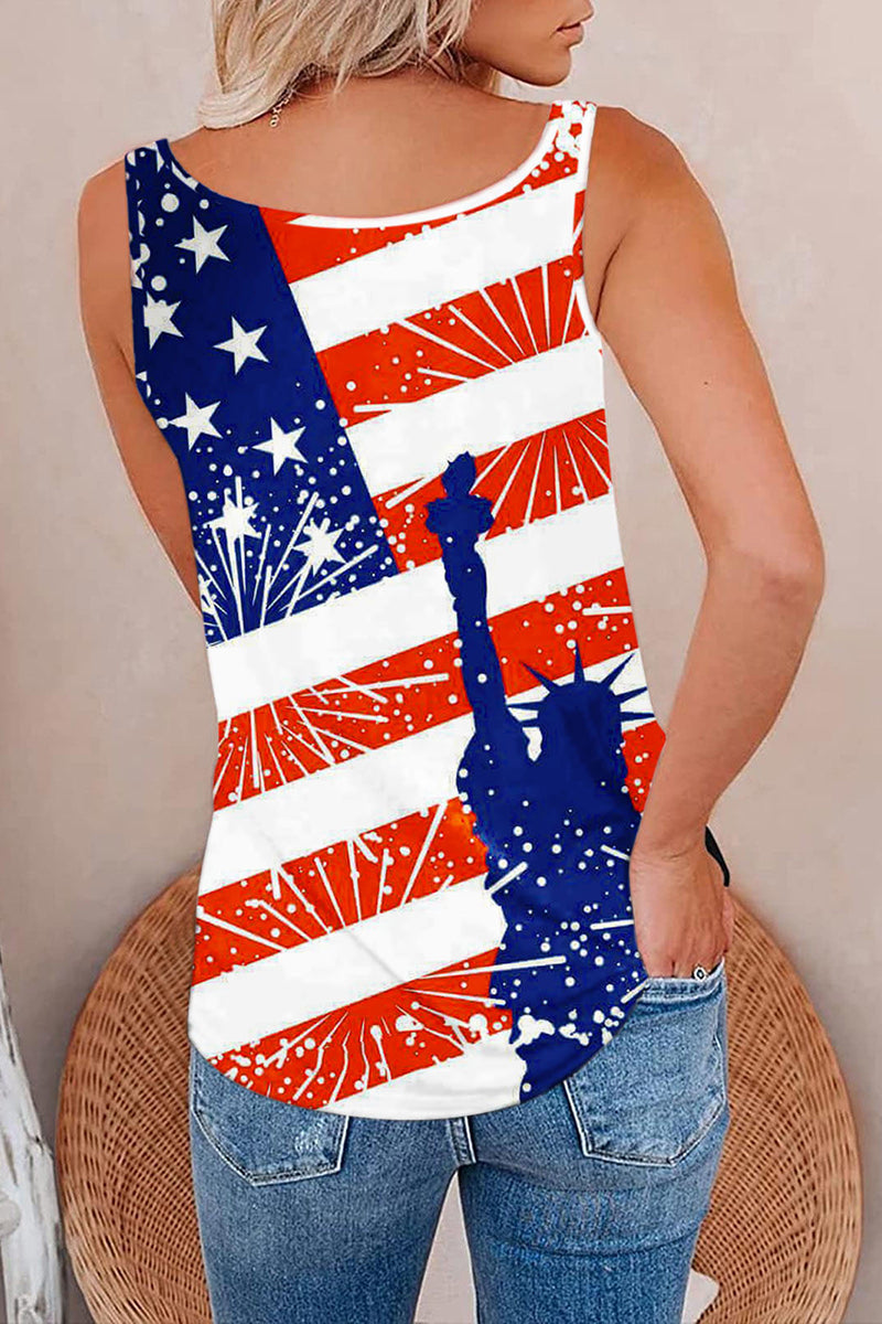 American Flag Print Casual Camisole  Fashionpara