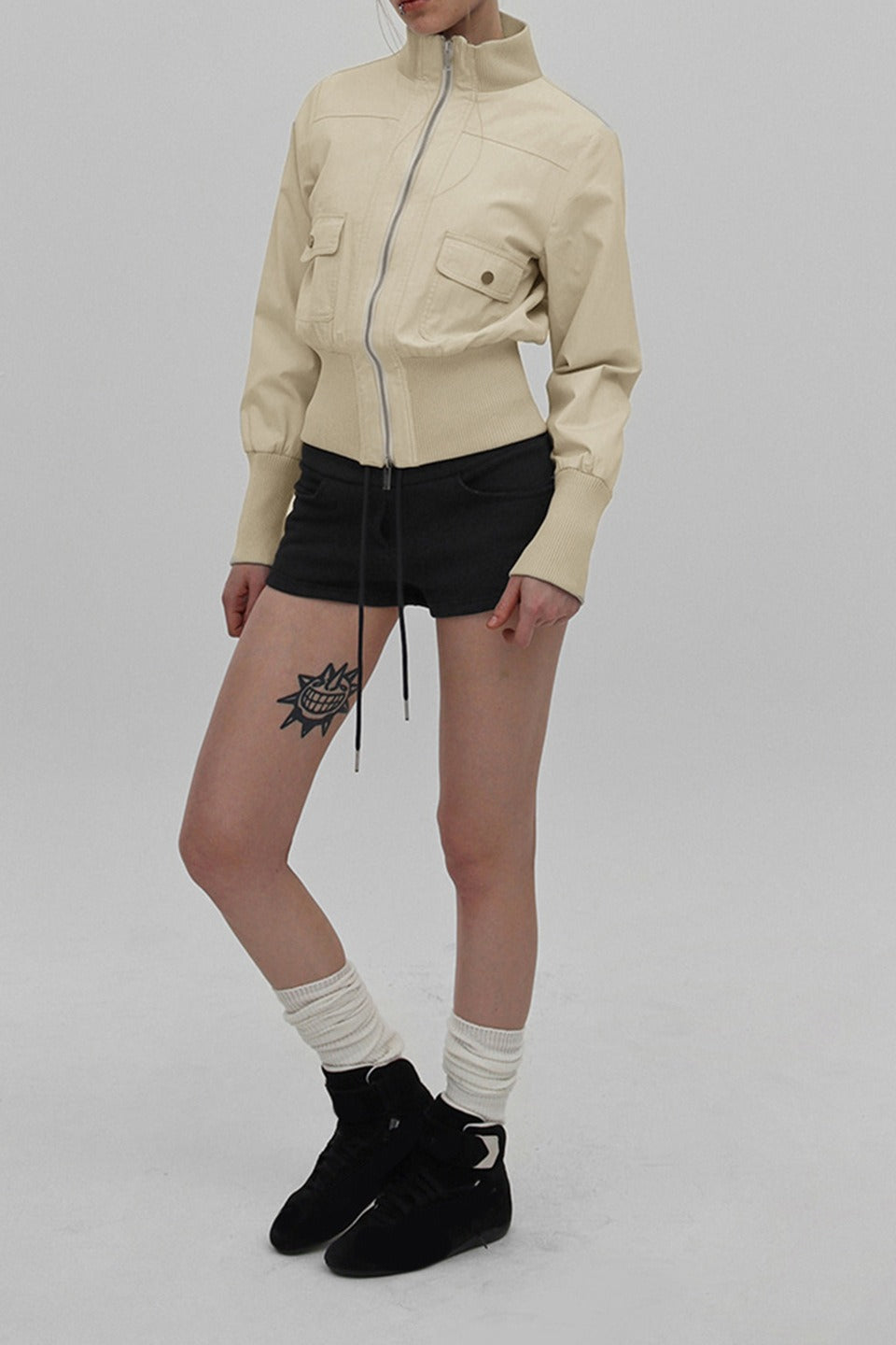 Street Style Stand Collar Cargo Jacket