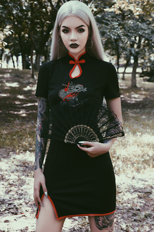 High Waist Cheongsam Gothic Dress