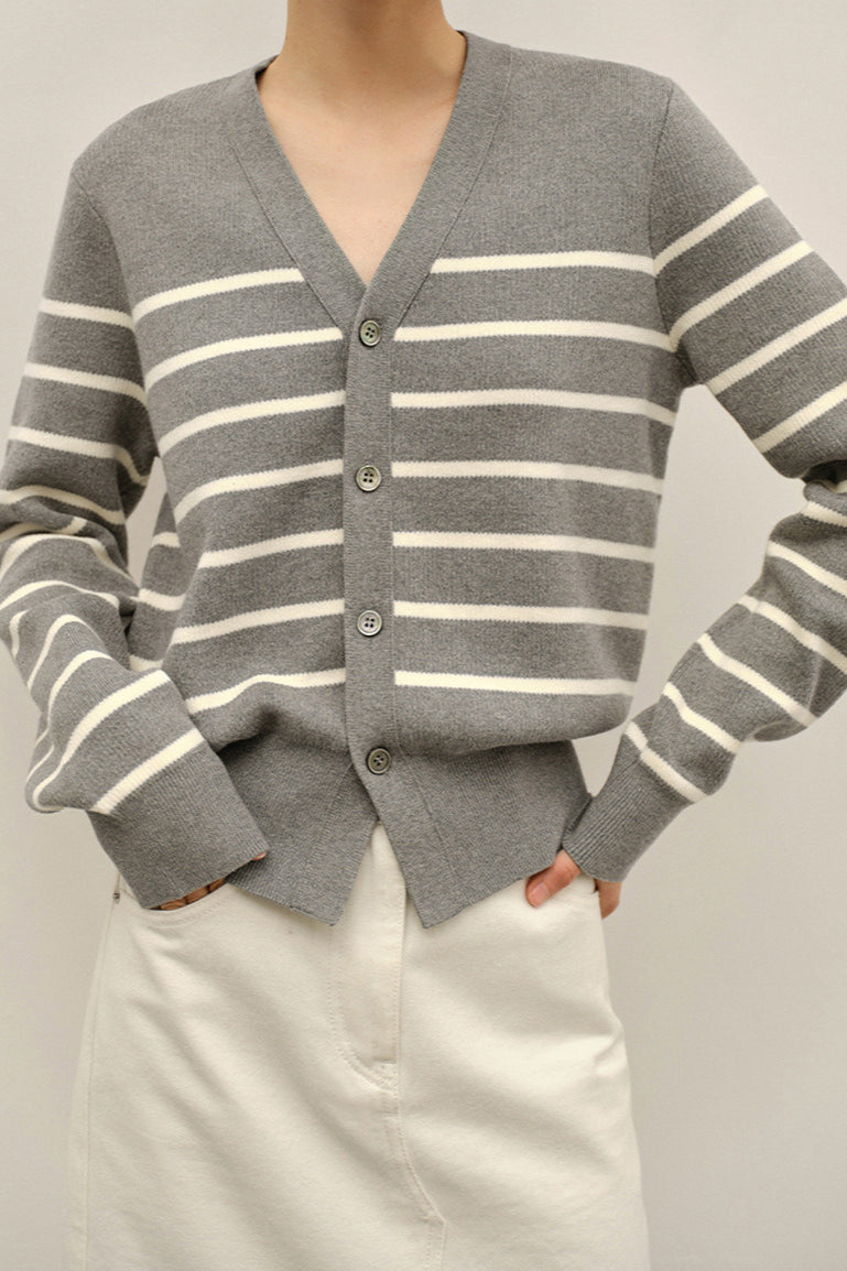 Colorblock Knit Striped V Neck Cardigan for Stylish Layering