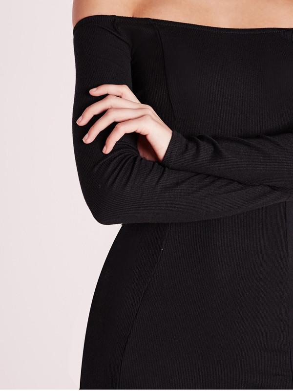 Square Neck Long Sleeve Bodycon Midi Dress 4