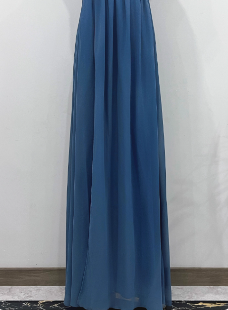 Elegant Dusty Blue One-Shoulder Chiffon Prom Dress Evening Dress Bridesmaid Dress P4342