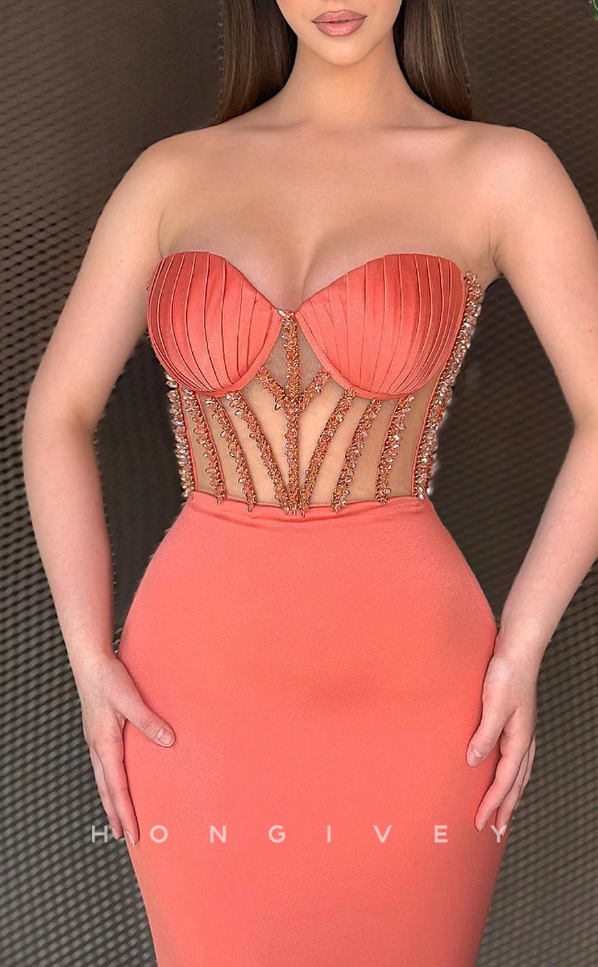 L2800 - Sweetheart Strapless Empire Beaded Trumpet Party Prom Evening Dress - Fashionpara