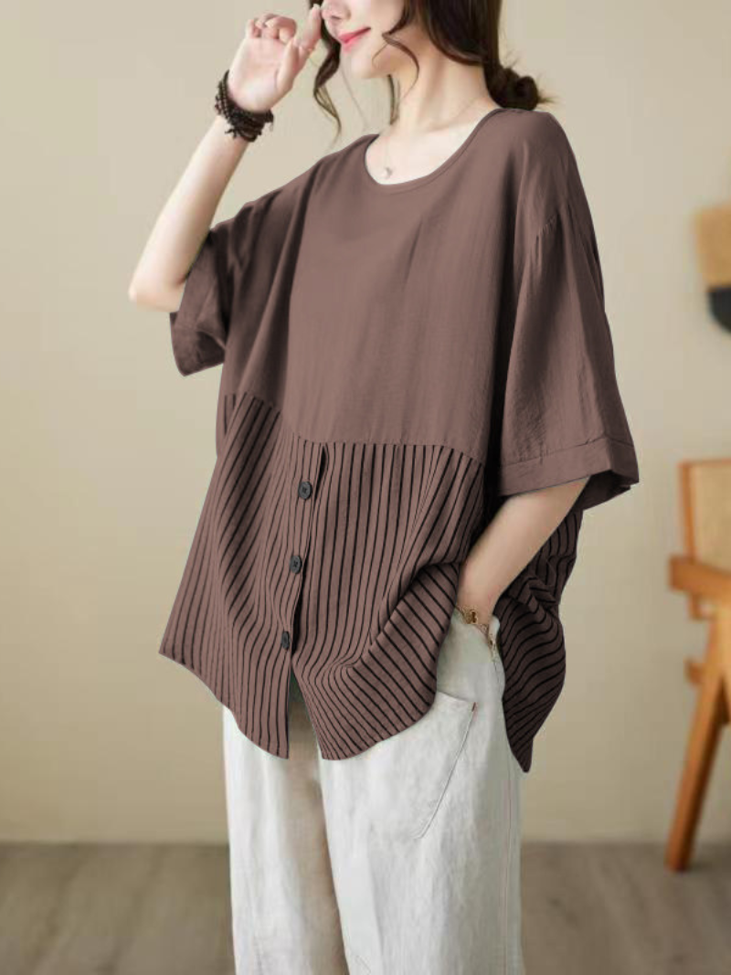 Sunshine Haven Graceful Striped Tops - Fashionpara