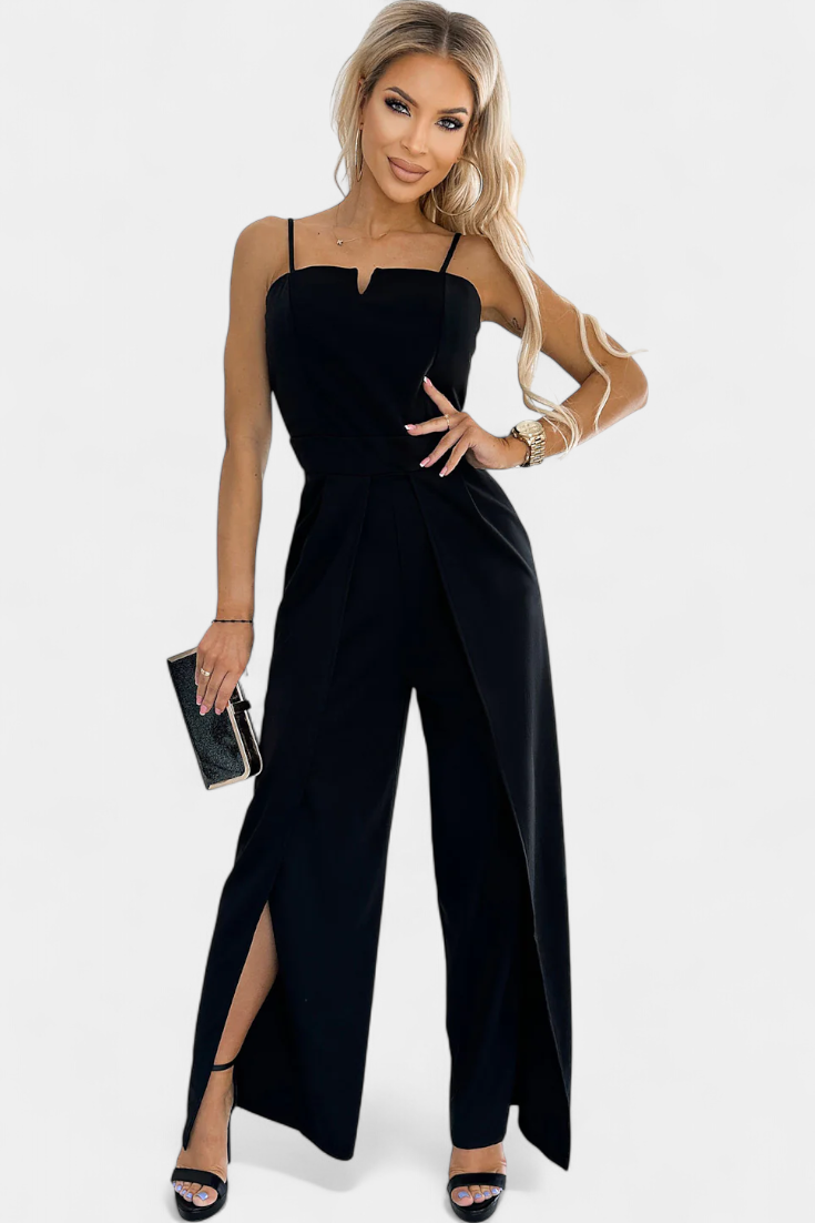 Spaghetti Strap Notch Neck Top and High Split Wide Leg Pants Two Piece Set 4