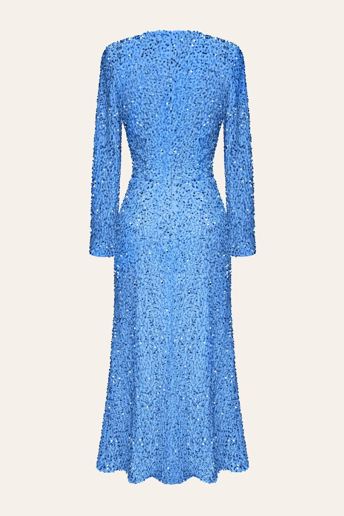 Sequin Long Sleeve Round Neck Fit and Flare Midi Dress - View 7