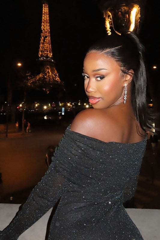 Sequin Off-Shoulder Fitted Party Dress
