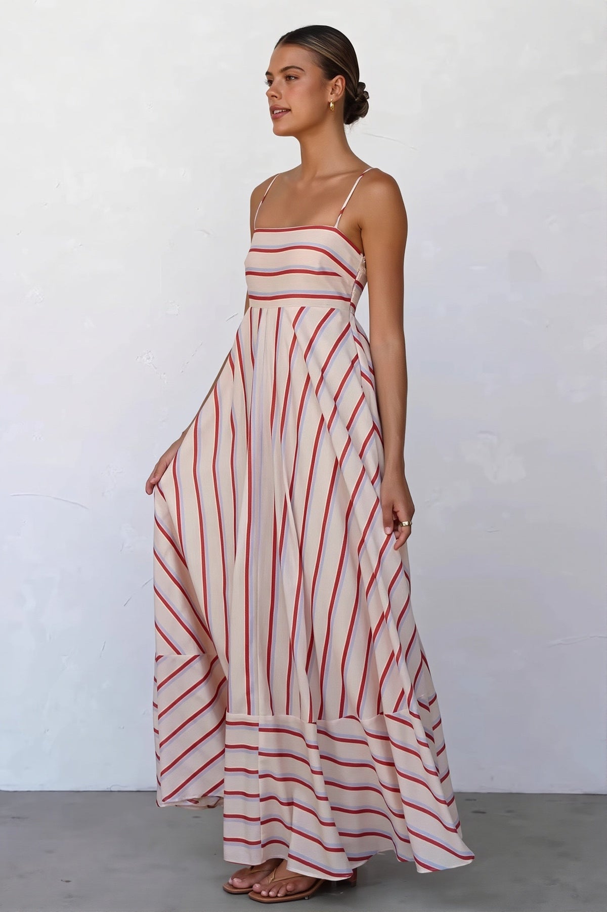 Striped Square Neck Empire Waist Maxi Dress 4