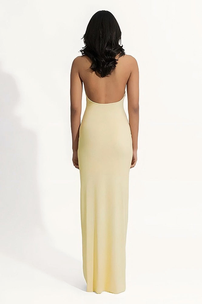Backless Halter-Neck Bodycon Maxi Dress