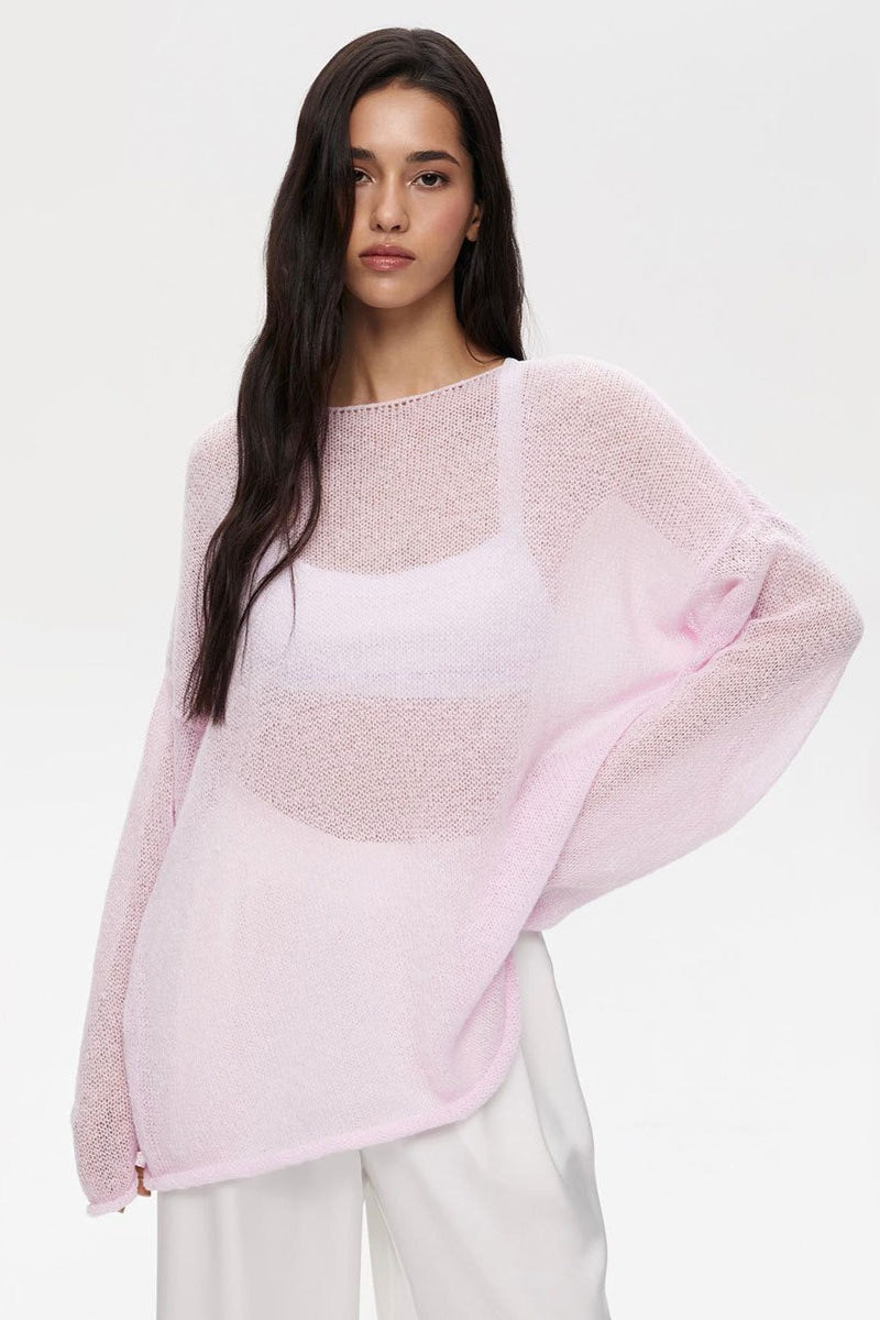Sheer Boat Neck Bell Sleeve Knit Sweater 7