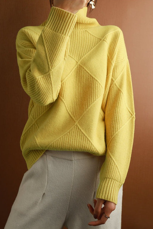 PrincessAce Diamond Pattern Turtleneck Long-Sleeve Sweater