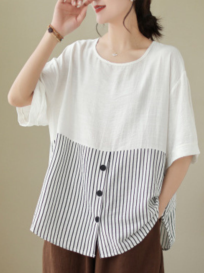 Sunshine Haven Graceful Striped Tops - Fashionpara