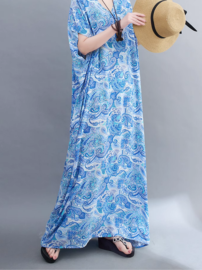 Beach Goddess Casual Printed Kaftan Dress - Fashionpara