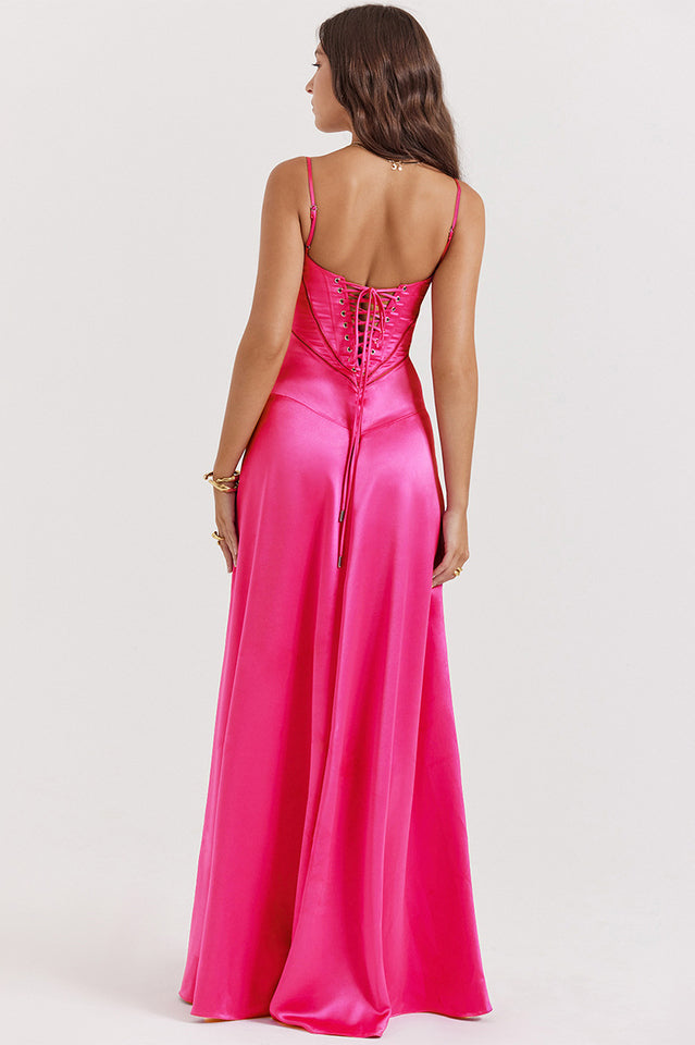 Anabella Black Lace Up Maxi Dress - View 13
