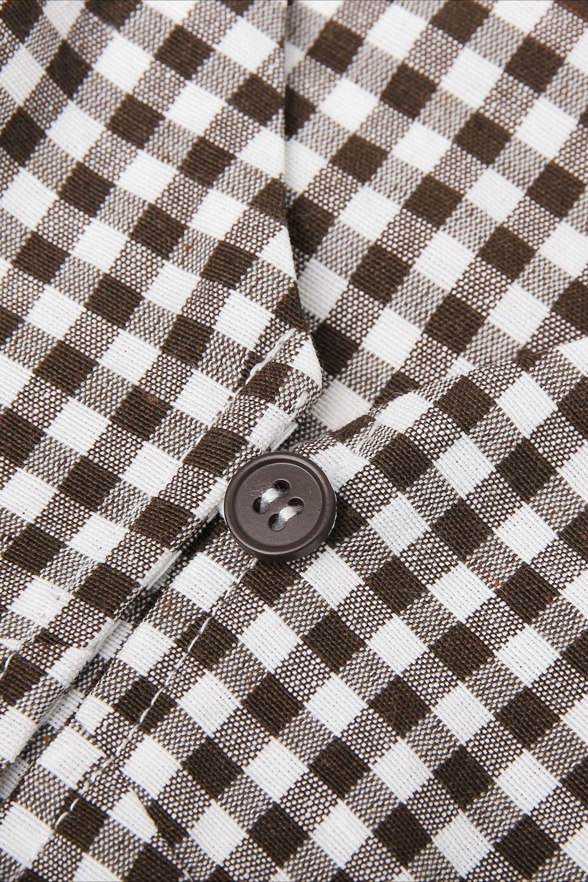 Gingham V-Neck Button Crop Blouse
