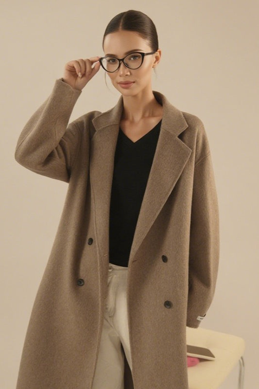 Korean Wool Mid-Length Slouchy Overcoat for Effortless Style