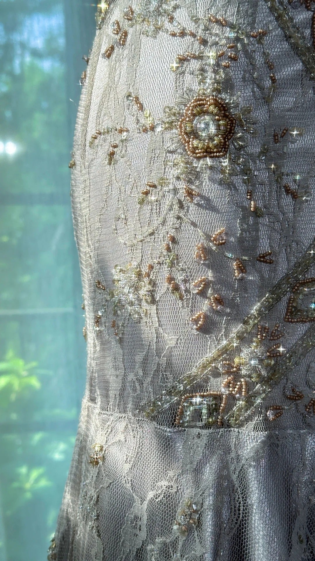 Vintage Silver-grey Mermaid Backless Beaded Lace Long Prom Dress Evening Dress P4036