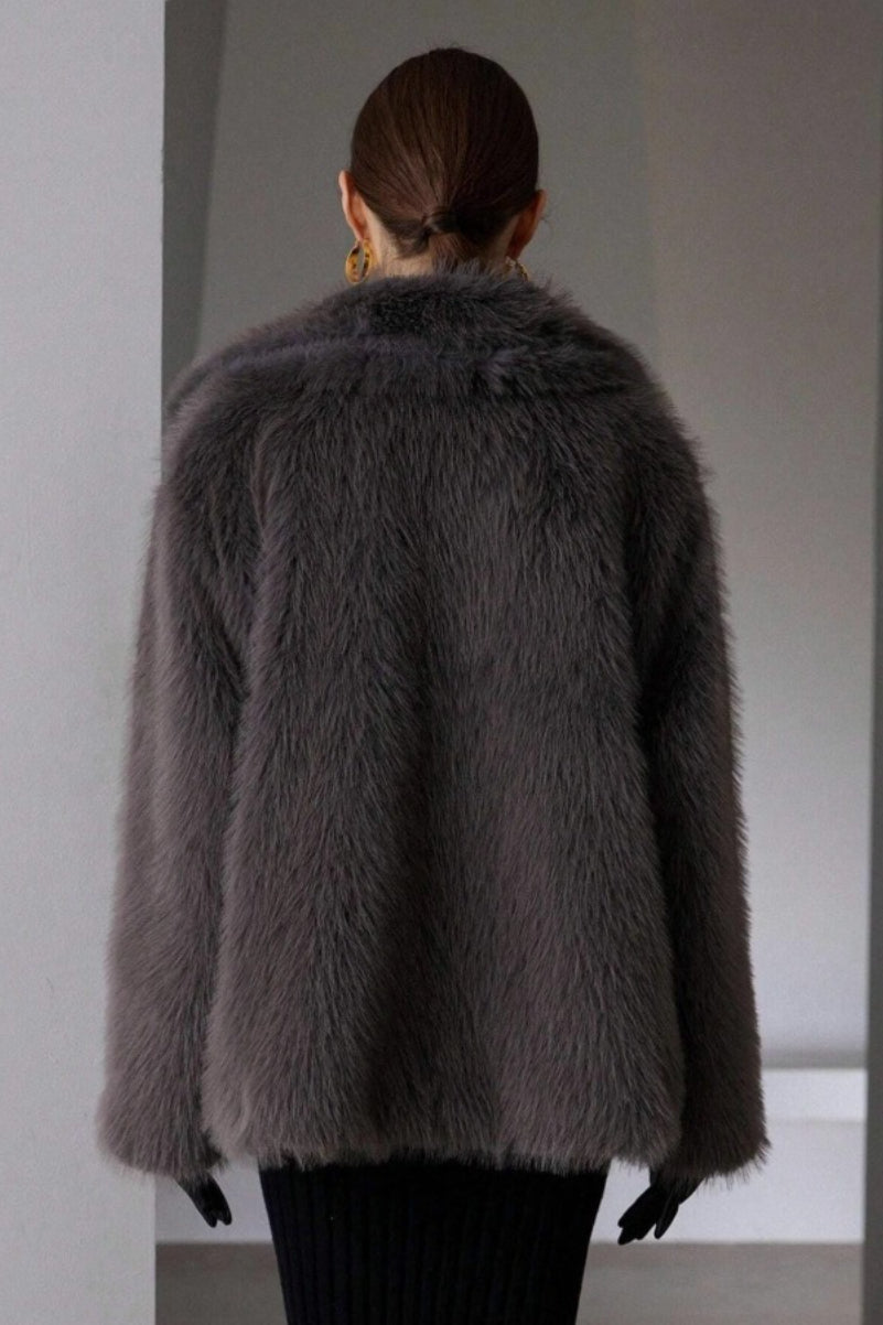 Luxe Solid Faux Fur Winter Coat - Fashionpara