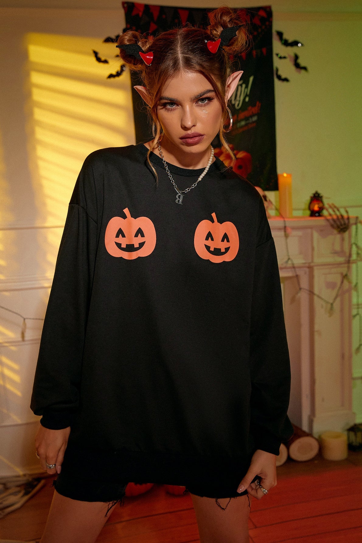 Halloween Graphic Print Hoodie