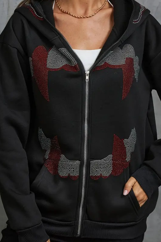 Rhinestone Zip Street Unisex Hoodie