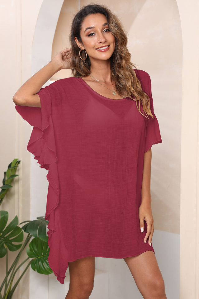 Ruffle Loose Beach Cover Up Dress - Fashionpara
