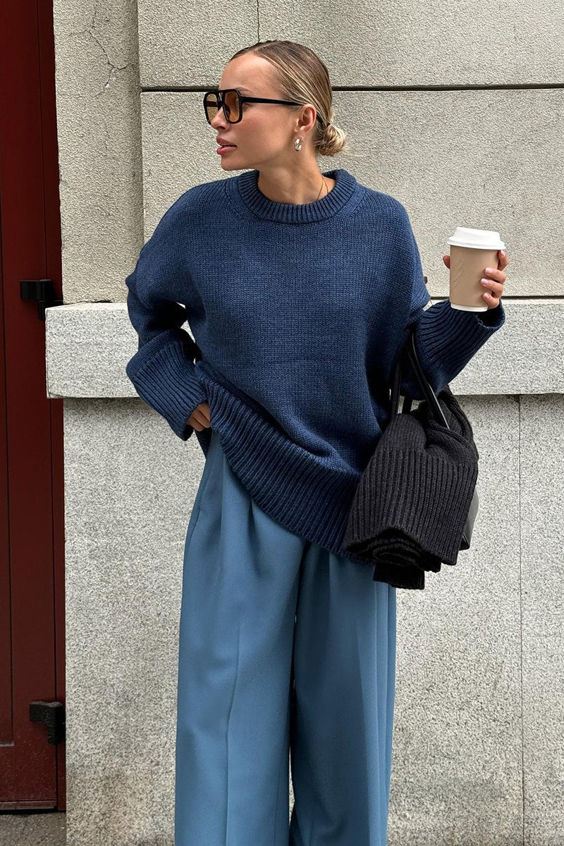Casual Solid Color Pullover Sweater