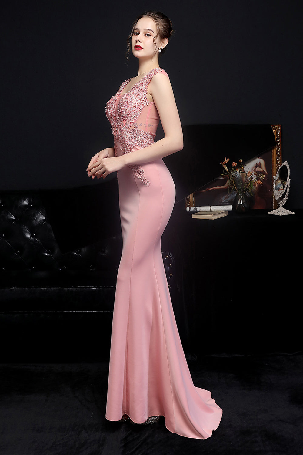 Blush Mermaid Prom Dress - Fashionpara