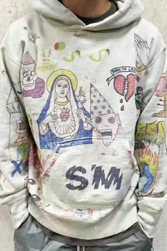 Vintage Cartoon Graffiti Hoodie - Fashionpara