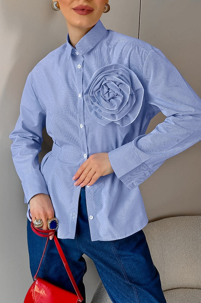 Slim Fit Long Sleeve Blouse - Fashionpara