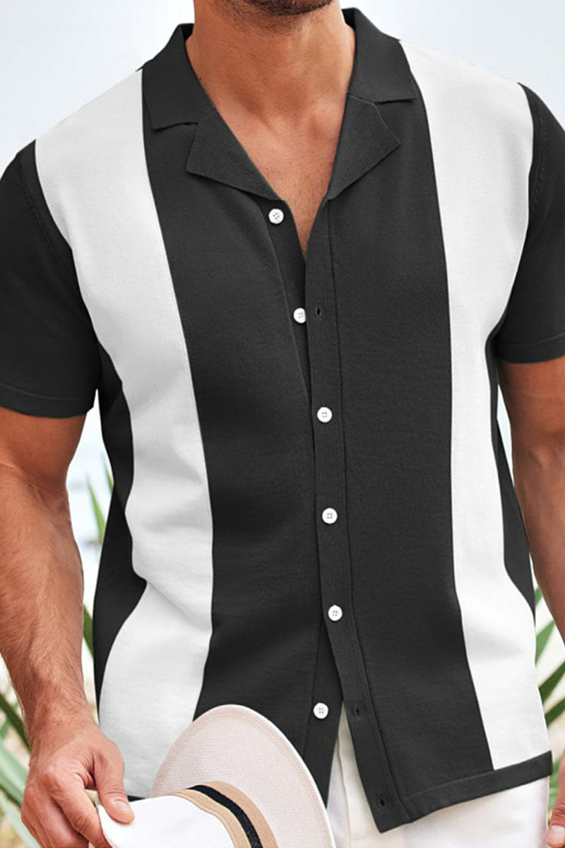 Uniqshe Men's Casual Short Sleeve Hawaiian Polo Cardigan