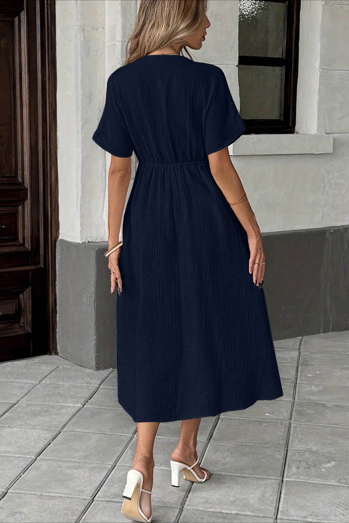 Bohemian Deep V Tie Waist Flowy Boho Dress - Fashionpara