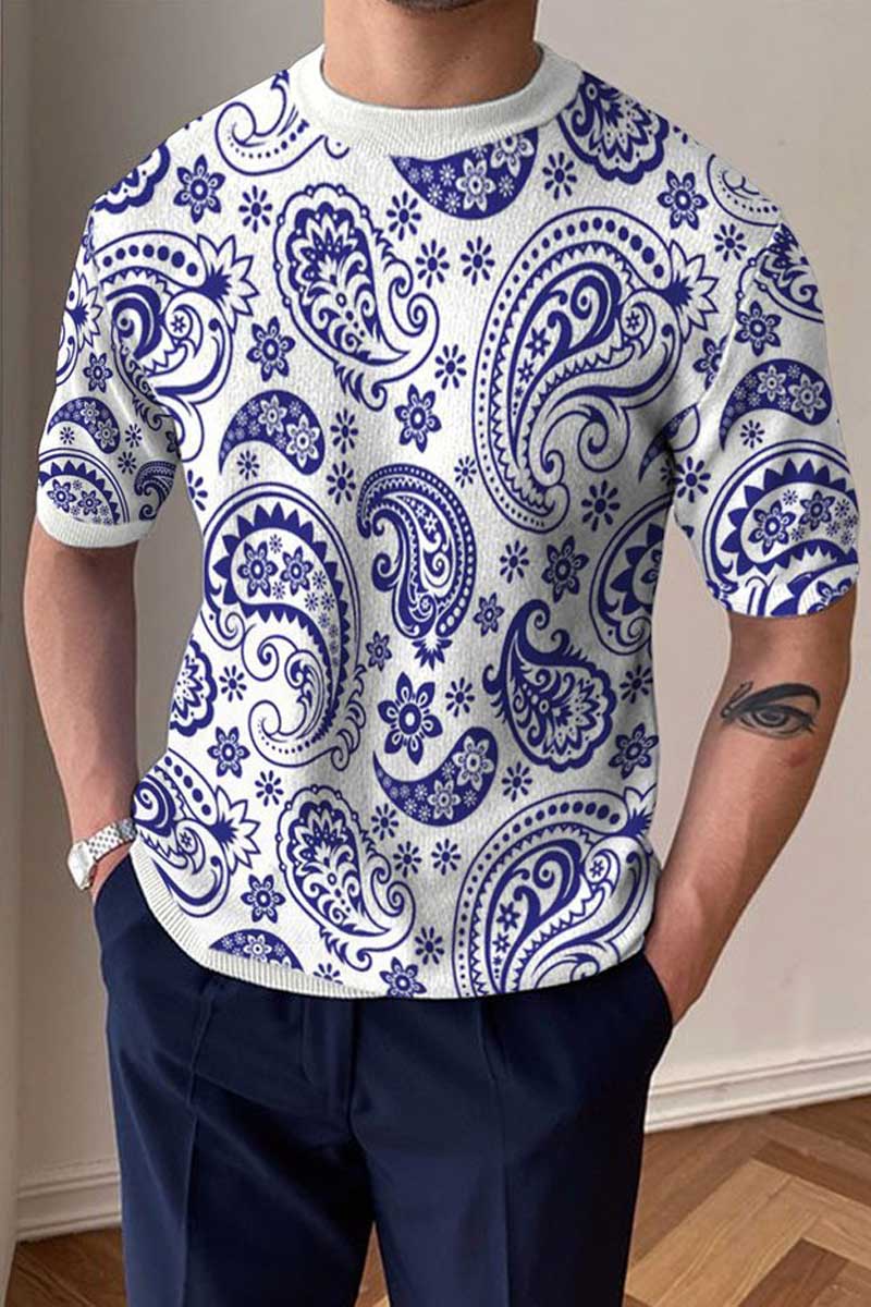 Men's Round Neck Knitted T-Shirt - Fashionpara