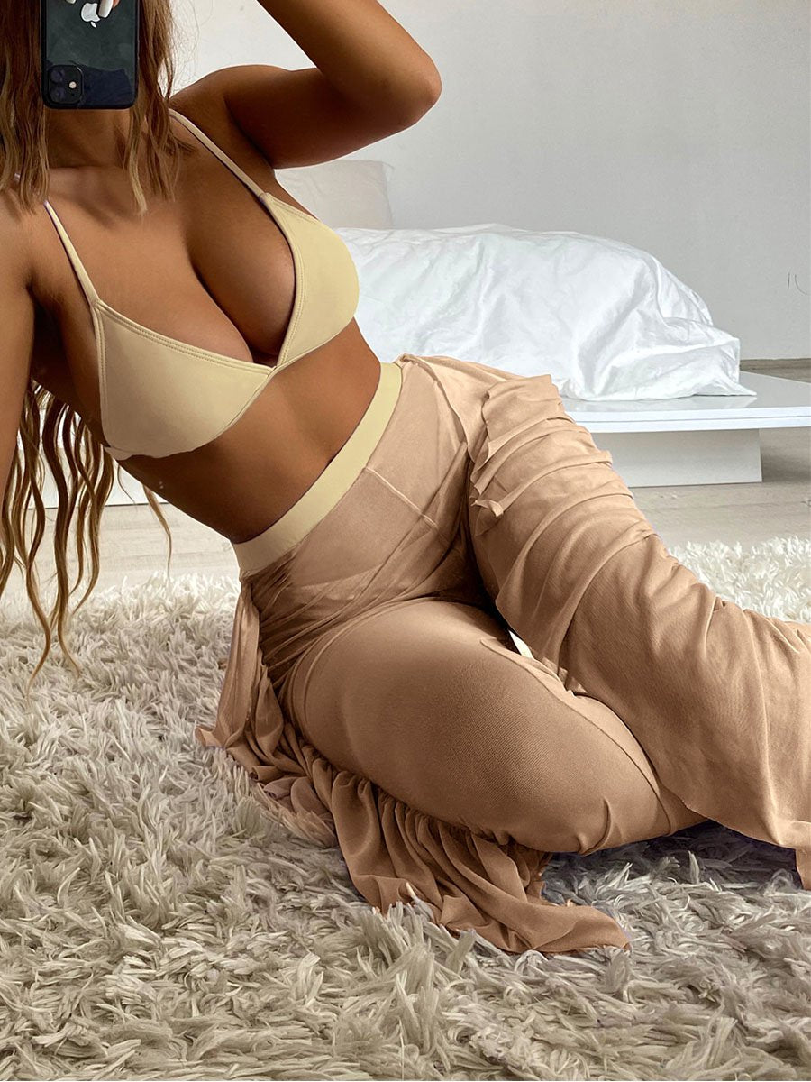 Solid Bikini Three Piece set - Fashionpara