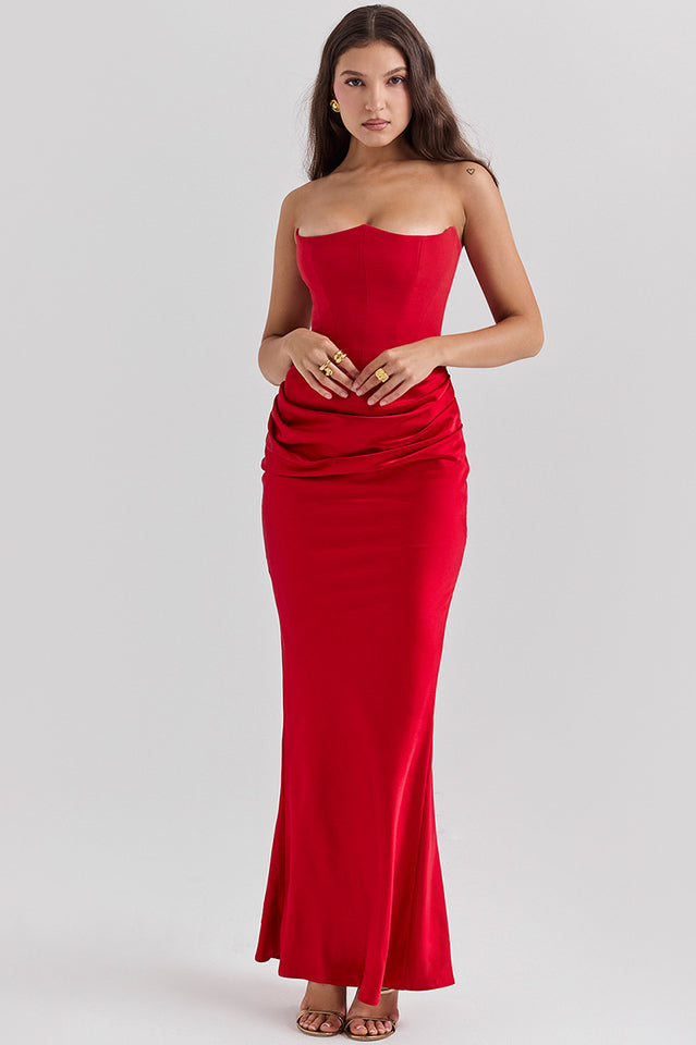 Persephone Off Shoulder Bustier Dress in Black - View 18