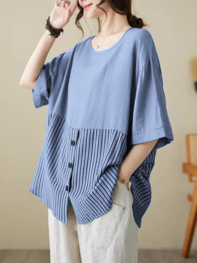 Sunshine Haven Graceful Striped Tops - Fashionpara