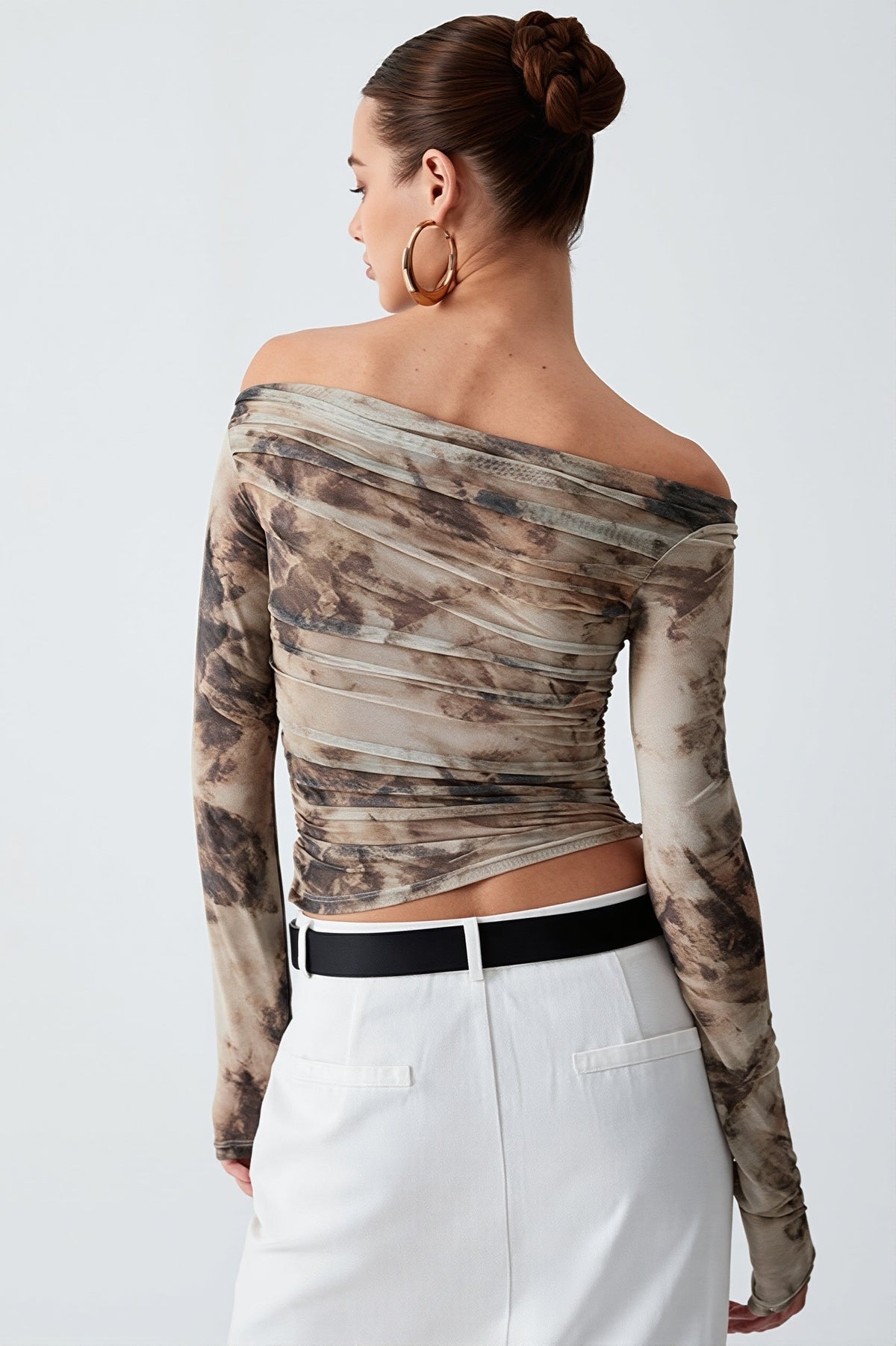 Abstract Print Off Shoulder Blouse
