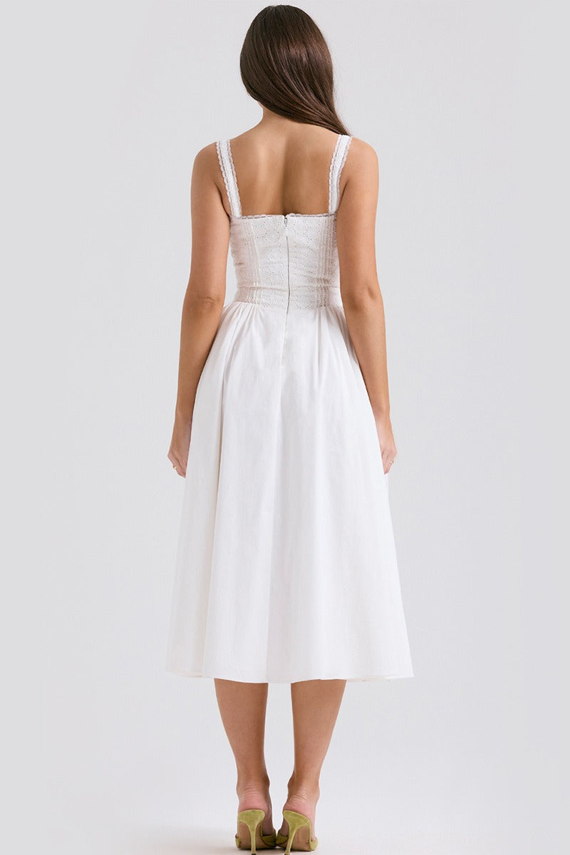 Off Shoulder Corset Lace Up Puffball Midi Dress 6