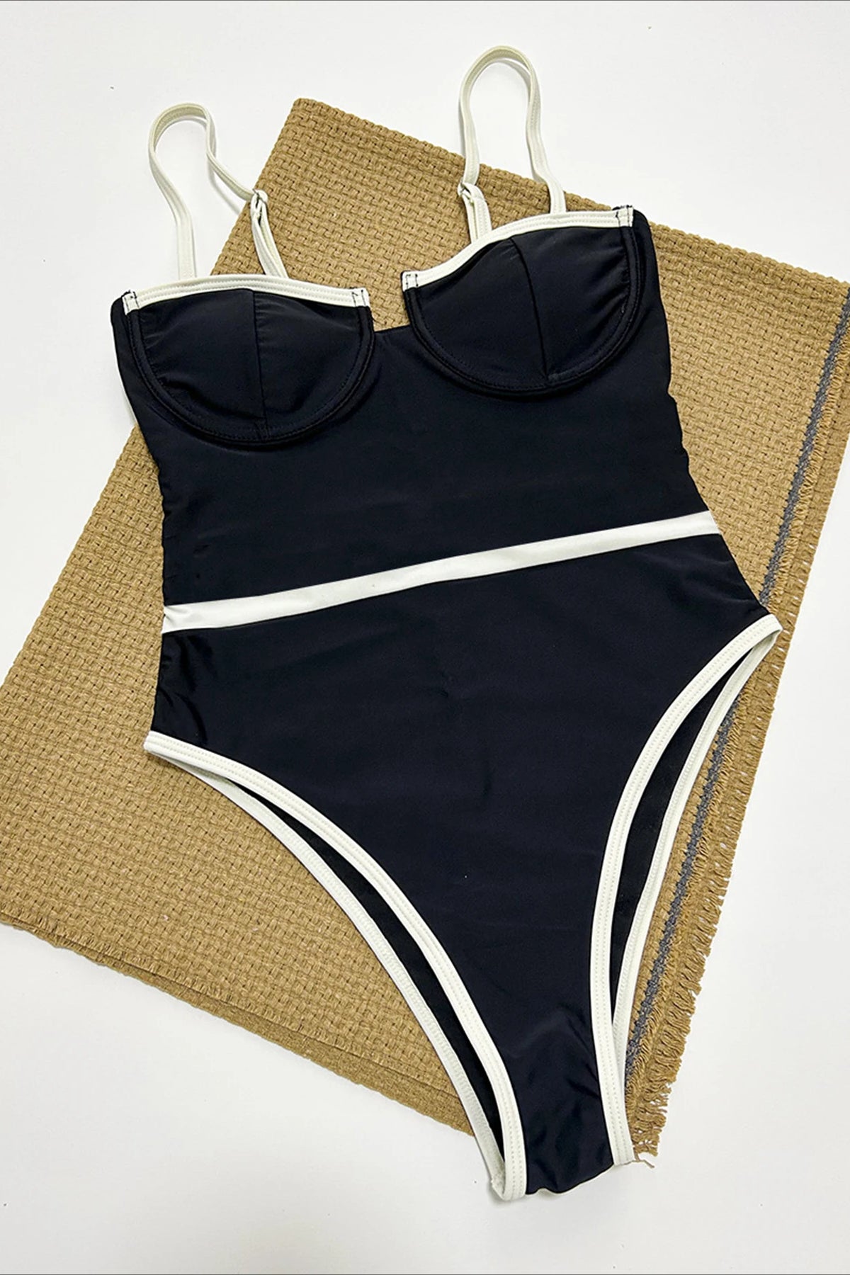 Contrast Color One Piece Bikini Set