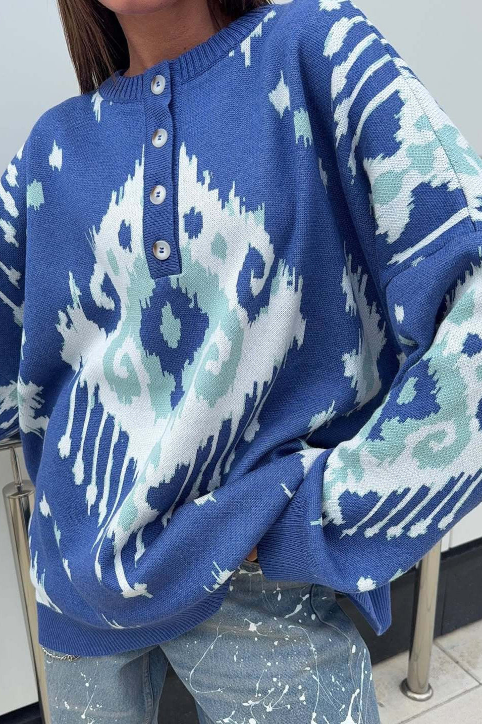 PrincessAce Color Block Loose Knit Sweater for Cozy Style