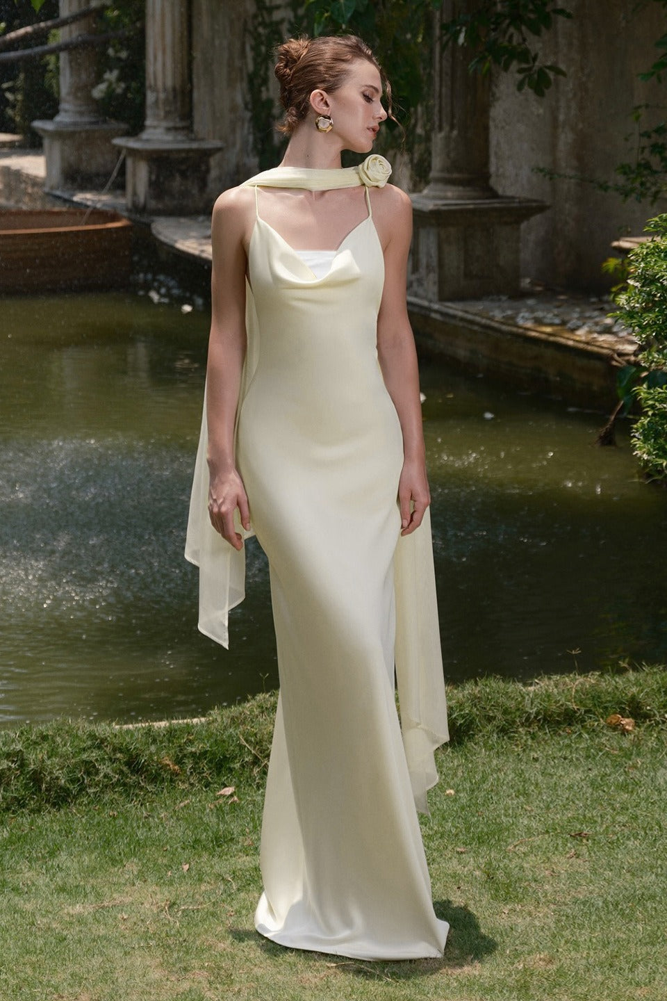 Satin Backless Tie Maxi Birthday Dress