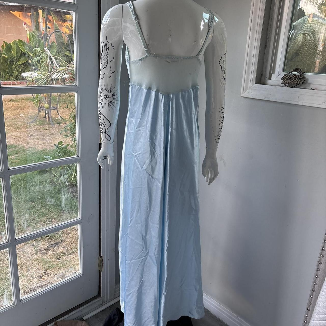 A line Spaghetti Straps Light Sky Blue Lace Long Prom Dresses Evening Dress - Fashionpara