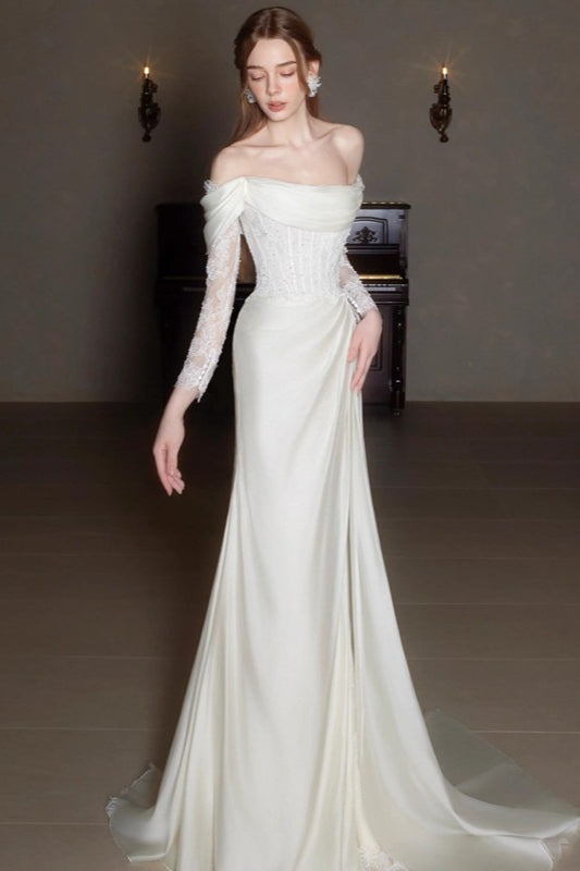Off Shoulder Lace Wedding Dress